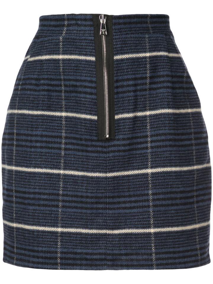 Natasha Zinko Checked Front Zip Mini Skirt - Blue