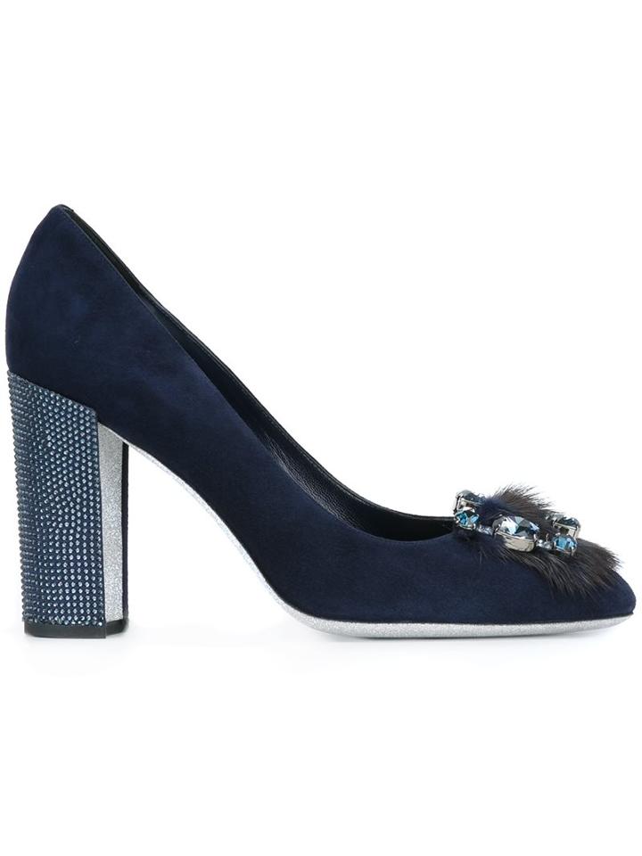 René Caovilla Studded Heel Embellished Pumps