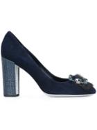 René Caovilla Studded Heel Embellished Pumps