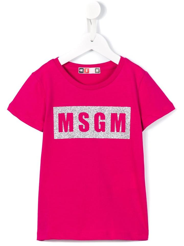 Msgm Kids Logo Print T-shirt, Girl's, Size: 8 Yrs, Pink/purple