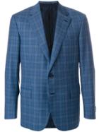 Brioni Checked Button Blazer - Blue