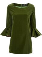 Capucci Flare Sleeve Dress, Women's, Size: 42, Green, Cotton/spandex/elastane/silk