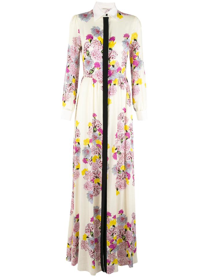 Daniele Carlotta Floral Top-button Maxi Dress, Women's, Size: 44, White, Viscose