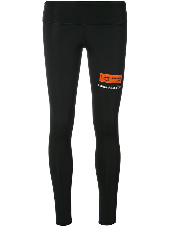 Heron Preston Label Slim-fit Leggings - Black