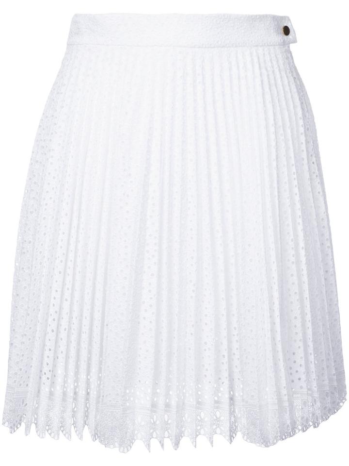 Antonio Berardi Pleated Lace Skirt, Women's, Size: 42, White, Cotton/polyester