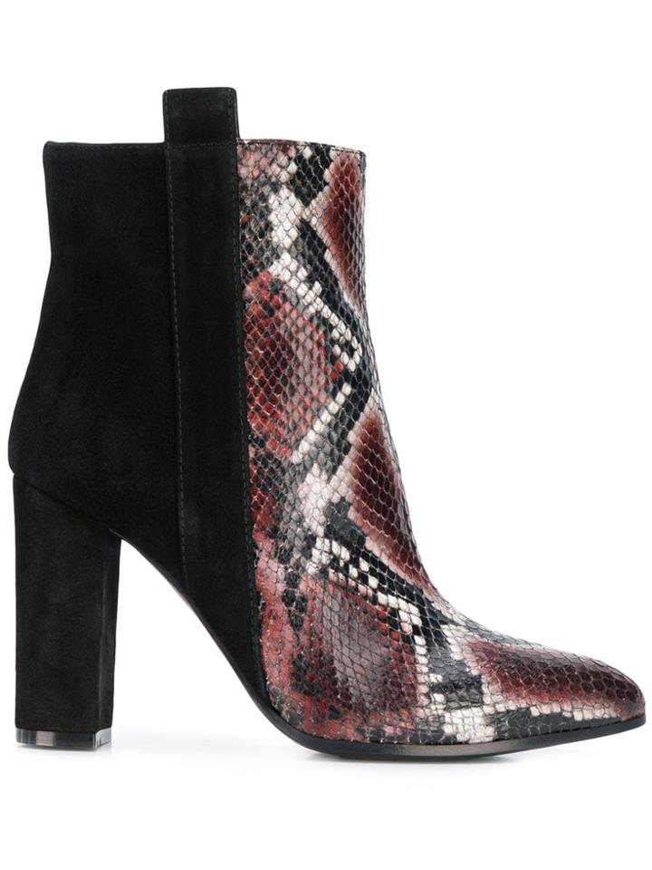 Via Roma 15 Snakeskin-effect Panelled Boots - Black