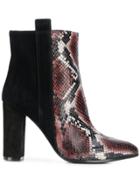 Via Roma 15 Snakeskin-effect Panelled Boots - Black