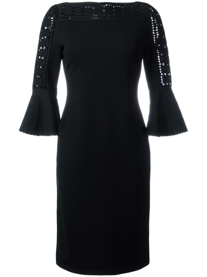 Fendi Geometric Lace Knit Dress, Women's, Size: 46, Black, Viscose/polyester