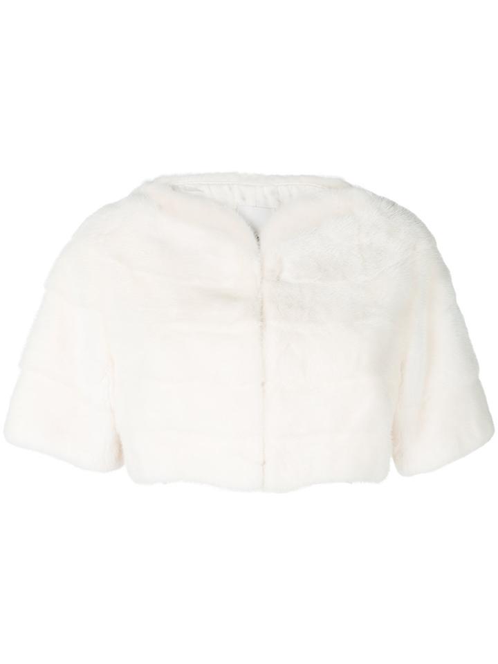 Liska Nerz Bolero Jacket - White