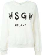 Msgm Logo Print Sweatshirt, Women's, Size: L, Nude/neutrals, Cotton