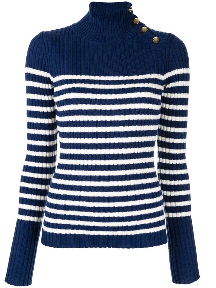 Baum Und Pferdgarten Knit Sailor Stripe Turtleneck Sweater - Blue