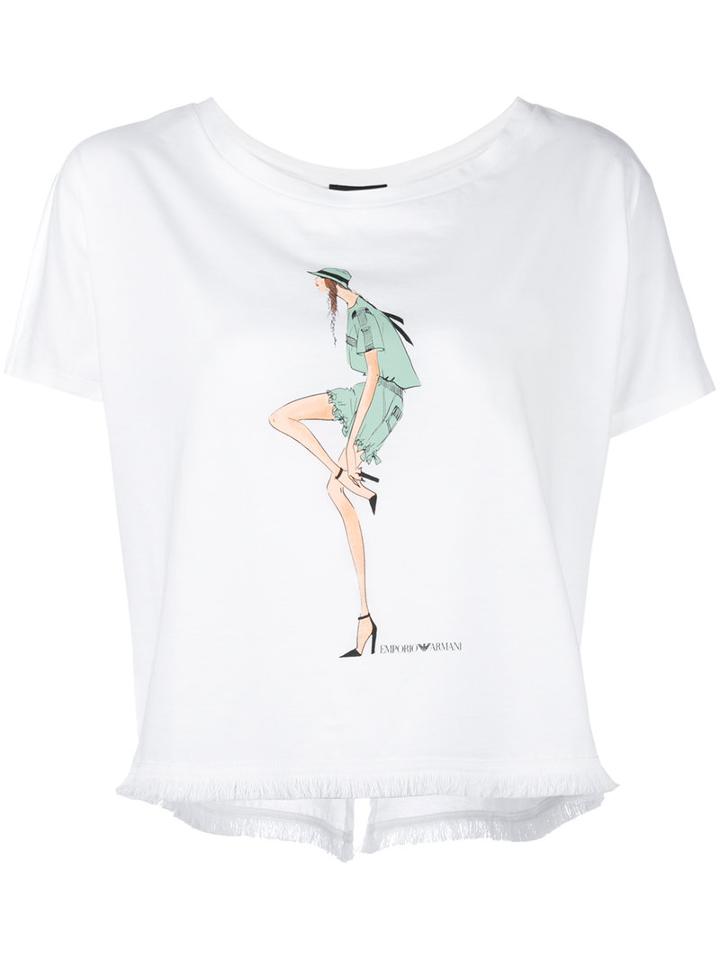 Emporio Armani Doll Print T-shirt, Women's, Size: 42, White, Cotton