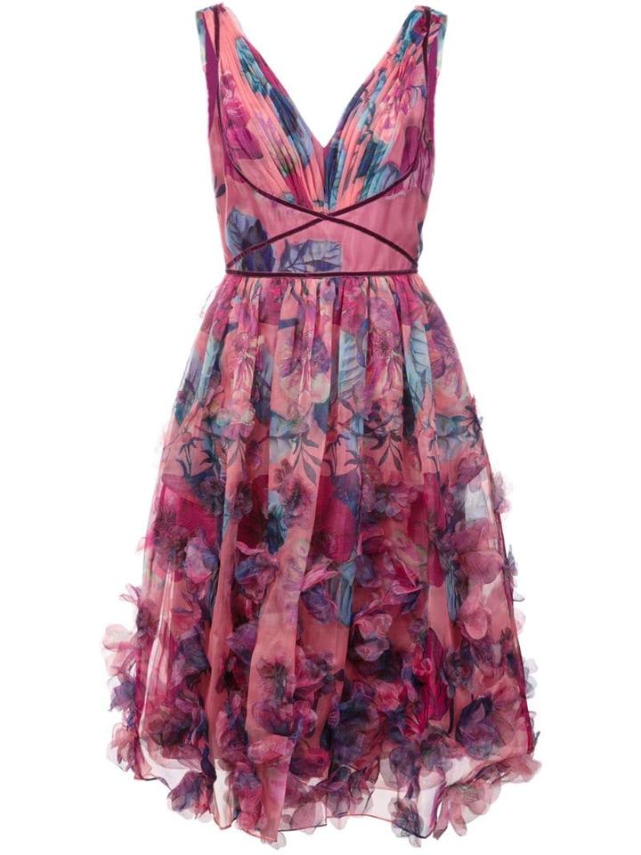 Marchesa Notte 3d Floral Embroidered Cocktail Dress - Pink