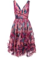 Marchesa Notte 3d Floral Embroidered Cocktail Dress - Pink