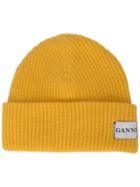 Ganni Ribbed Beanie - Yellow