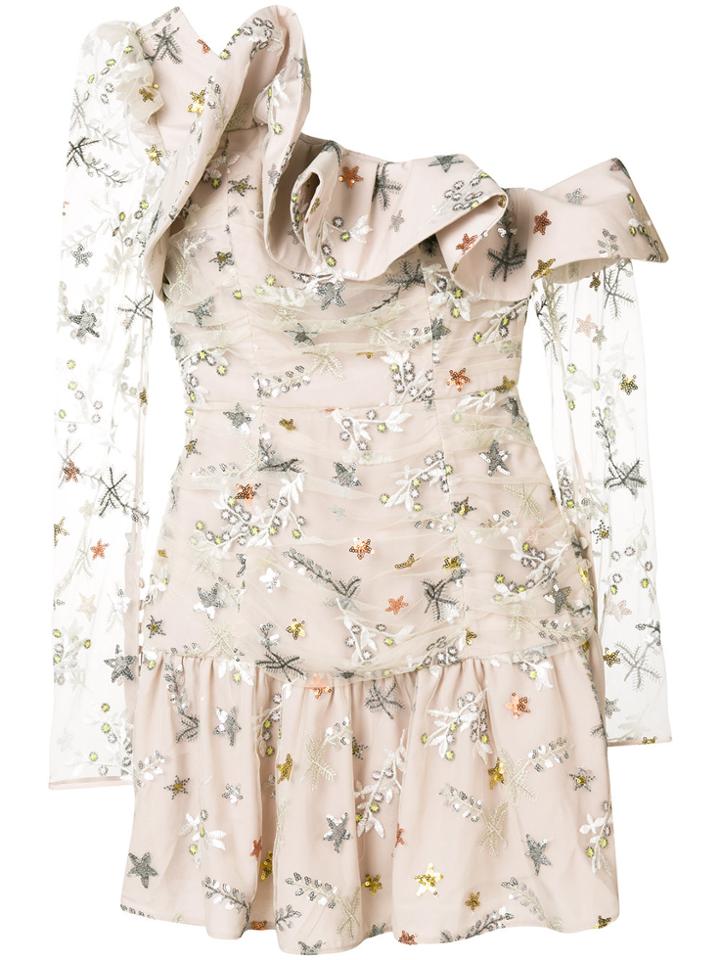 Self-portrait Sheer Ruffled Dress - Nude & Neutrals