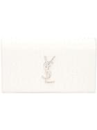 Saint Laurent Monogram Clutch, Women's, White, Leather