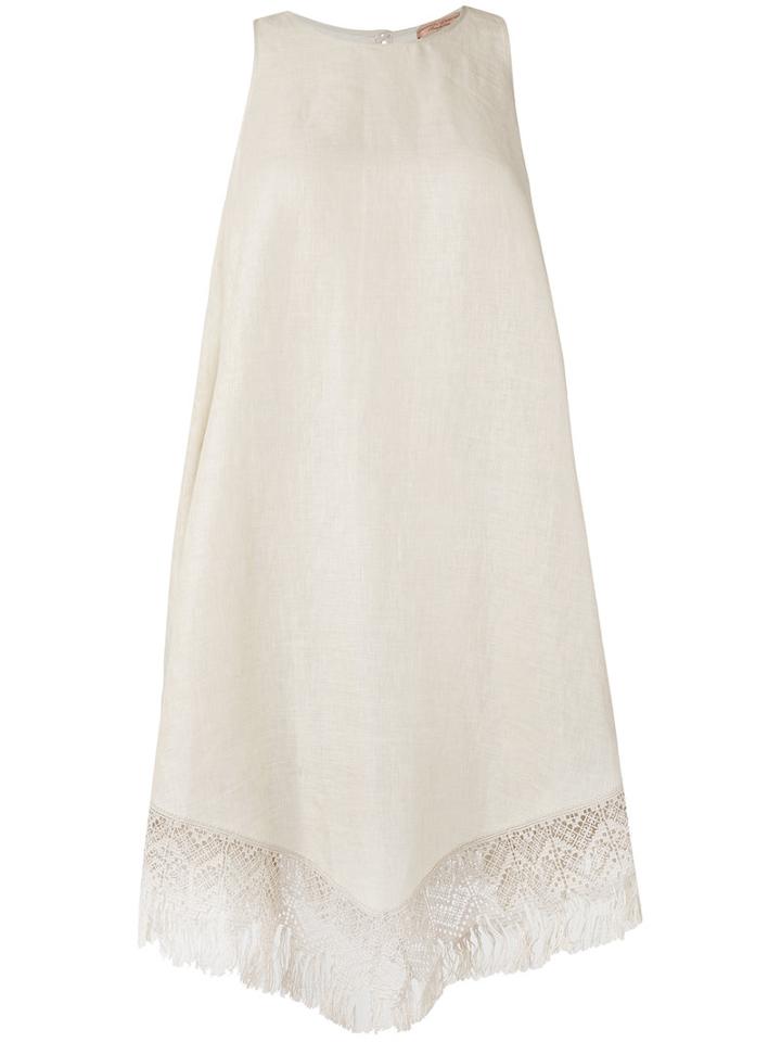 Ermanno Scervino - Lace Trim Mini Dress - Women - Silk/polyester - 40, Nude/neutrals, Silk/polyester