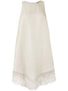 Ermanno Scervino - Lace Trim Mini Dress - Women - Silk/polyester - 40, Nude/neutrals, Silk/polyester