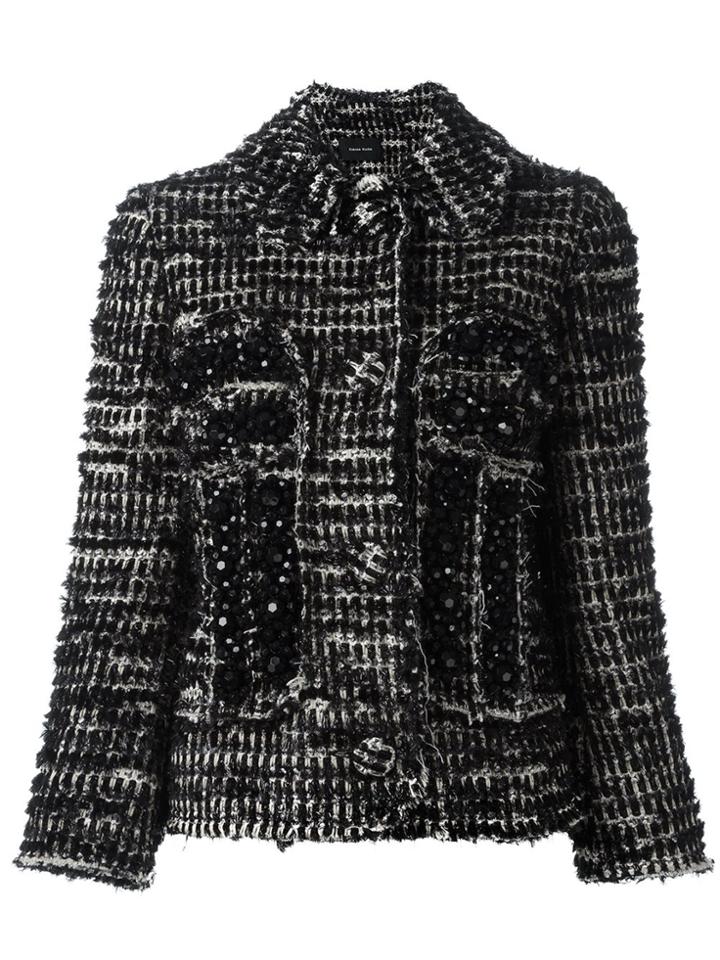 Simone Rocha Beaded Tweed Fitted Jacket - Black
