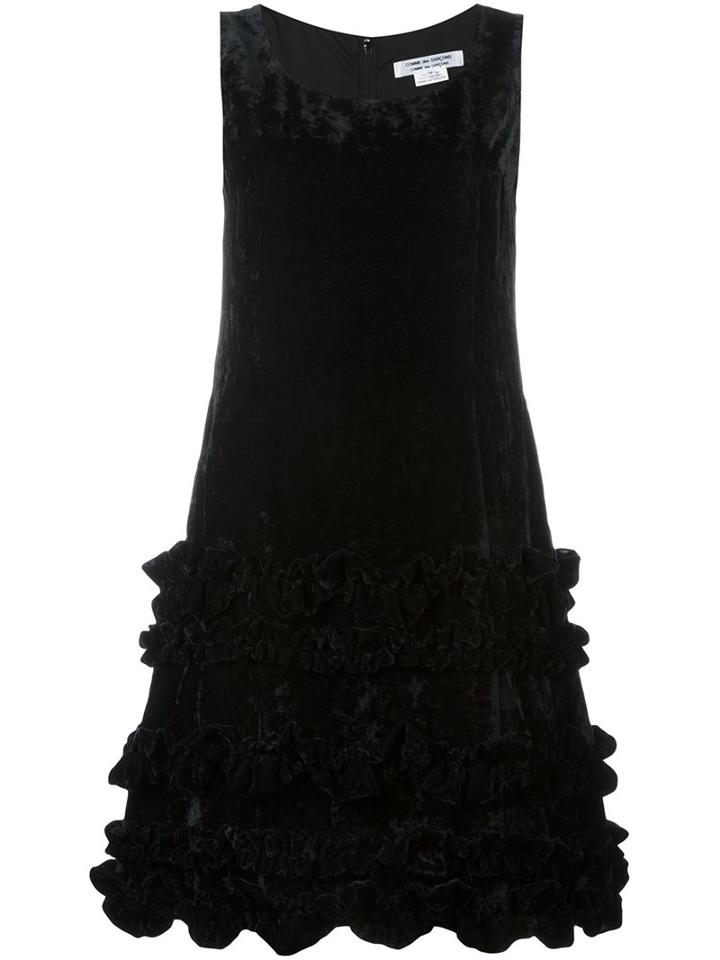 Comme Des Garçons Comme Des Garçons Ruffled Hem Dress, Women's, Size: Small, Black, Rayon/cupro/polyester