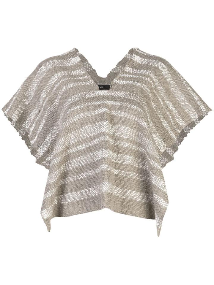 Voz Gradient Knitted Poncho - Grey
