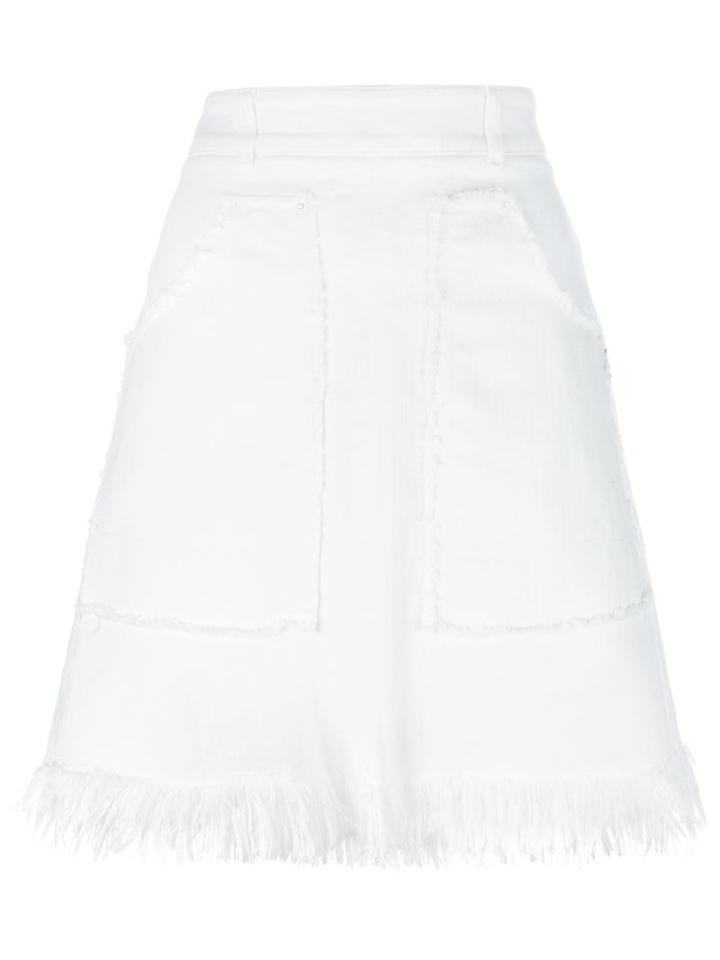 Love Moschino Frayed Skirt, Women's, Size: 40, White, Cotton/spandex/elastane