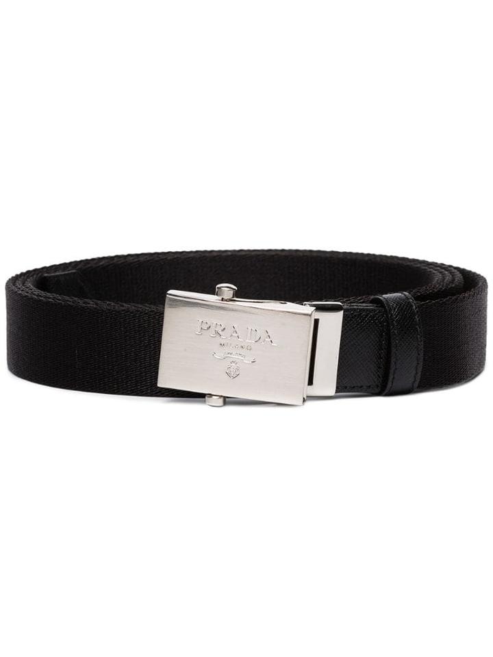 Prada Logo-engraved Buckle Belt - Black