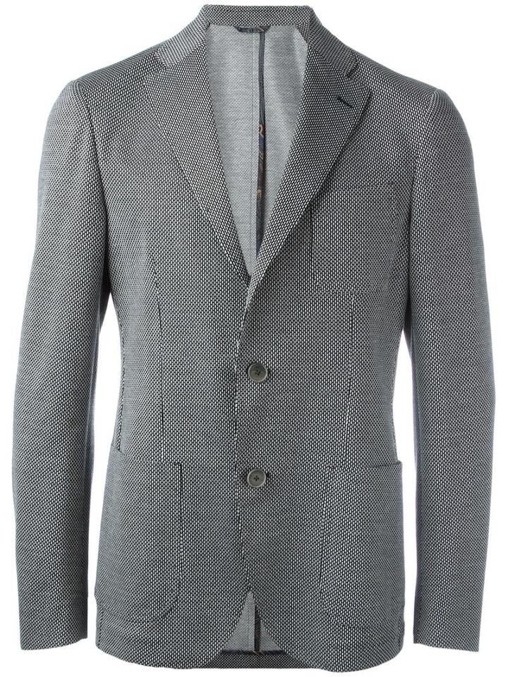 Etro Patterned Blazer, Men's, Size: 54, Black, Cotton/silk/cupro