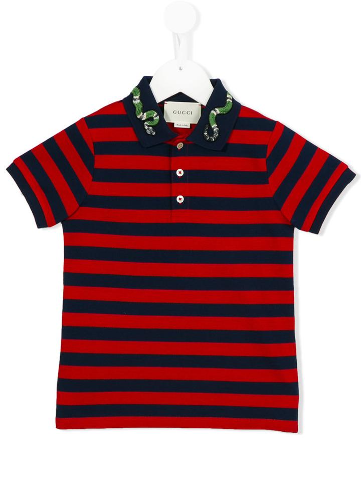 Gucci Kids Striped Polo Shirt, Boy's, Size: 10 Yrs, Blue