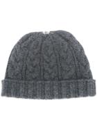 N.peal Pom-pom Knitted Beanie Hat - Grey