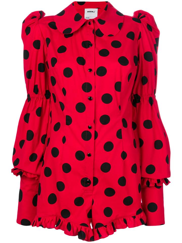 Seen Polka Dot Jumpsuit - Red