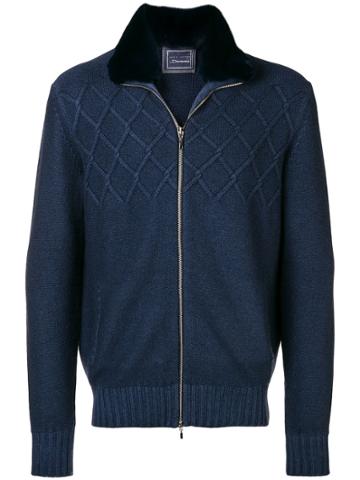 Doriani Cashmere Cashmere Fur Collar Cardigan - Blue