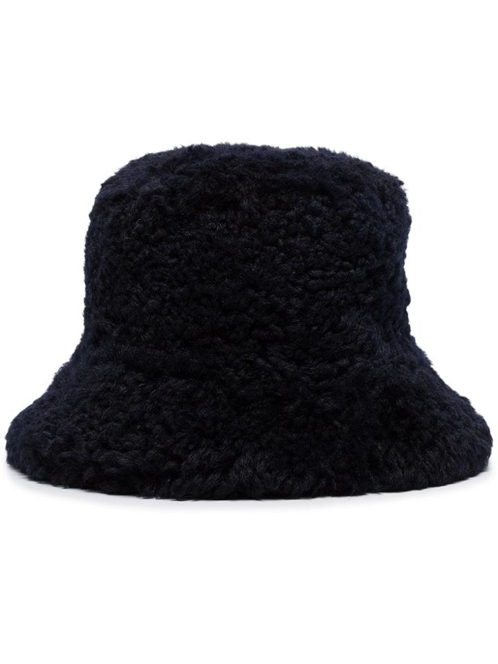 Sunnei Blue Shearling Bucket Hat