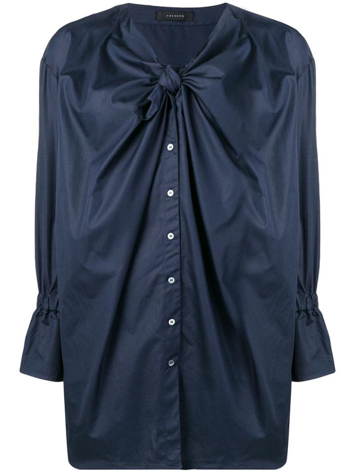 Frenken Oversized Bow Blouse - Blue