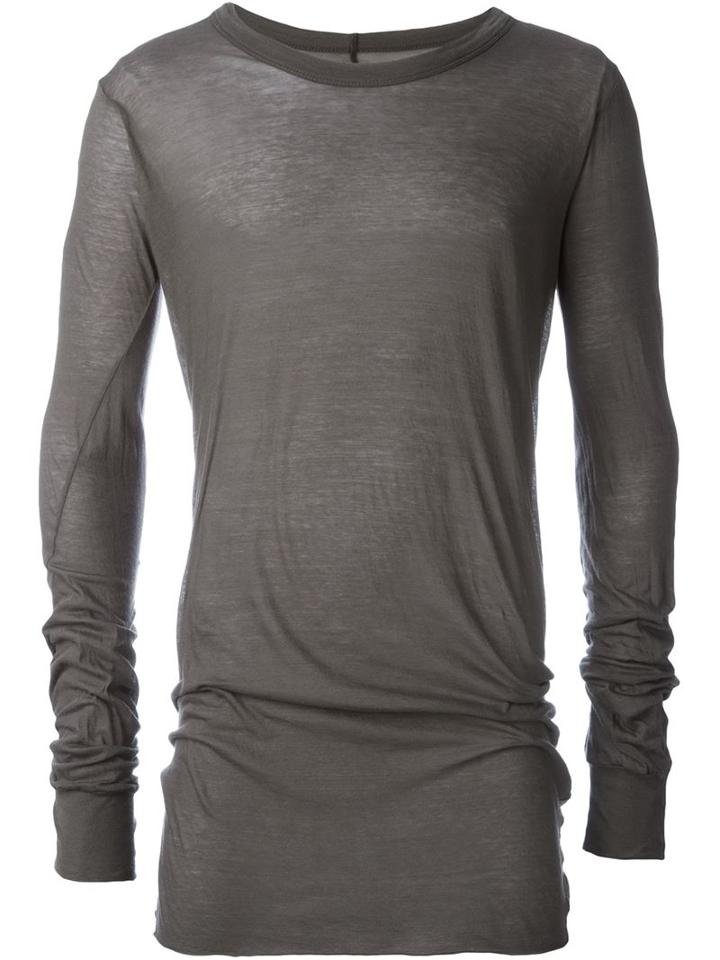 Rick Owens Long Length T-shirt, Men's, Size: S, Grey, Cotton