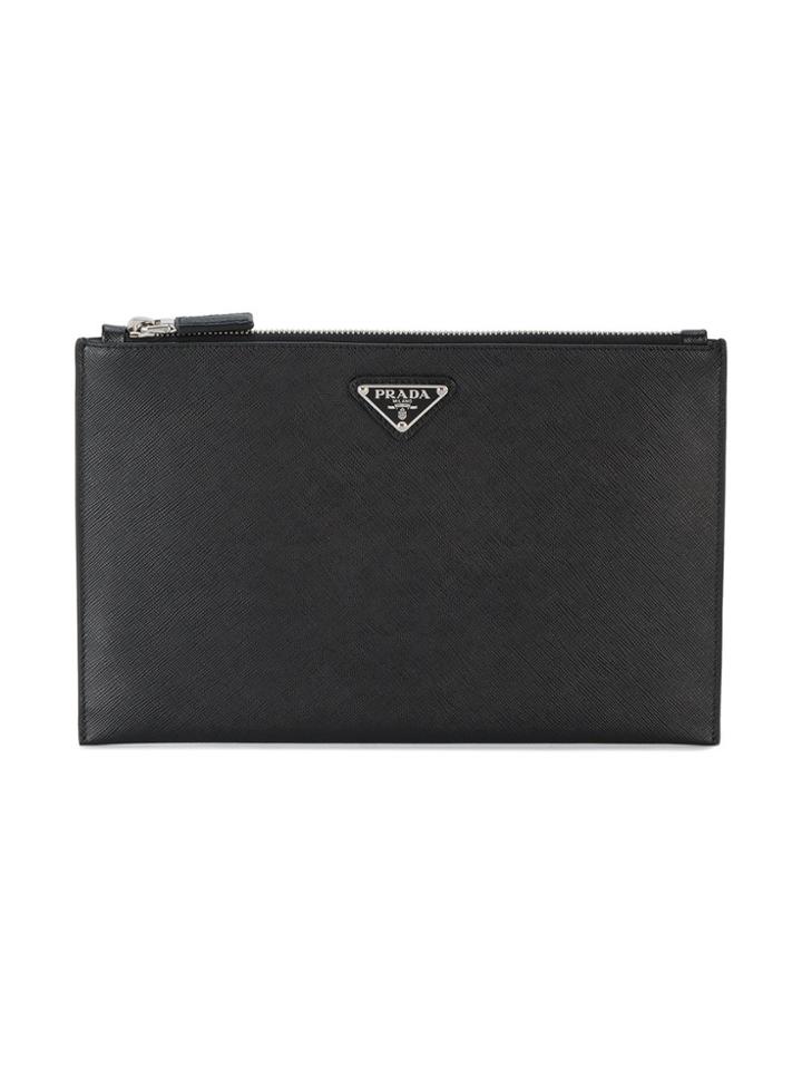 Prada Medium Leather Pouch - Black