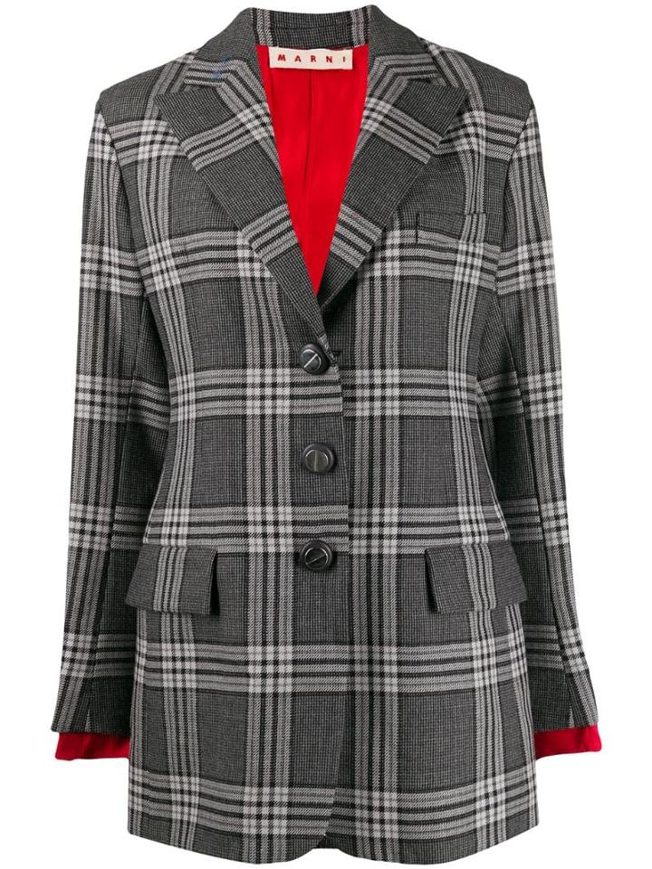 Marni Checked Tailored Blazer - Black