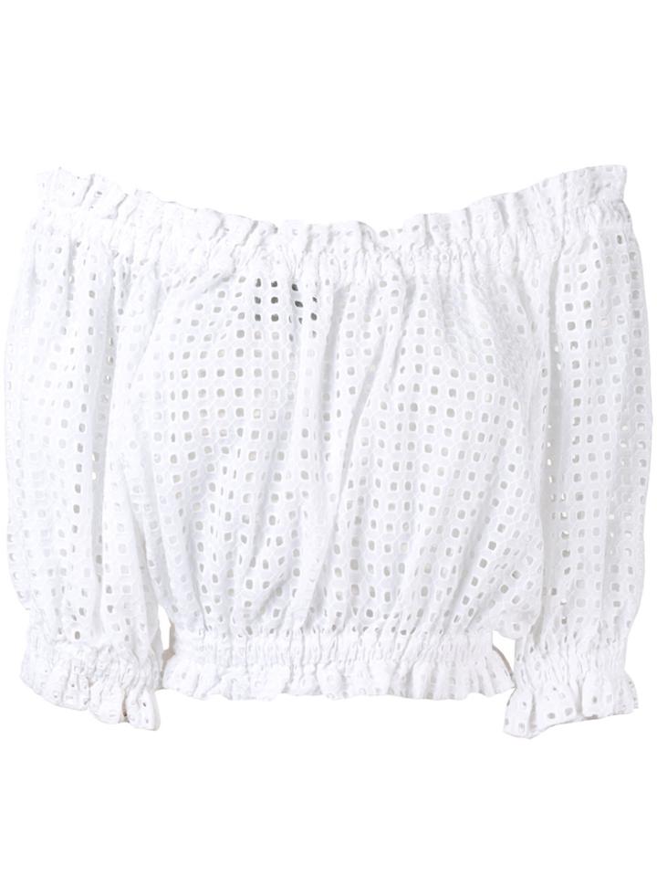 Paper London Off-the-shoulder Broderie Anglaise Blouse - White
