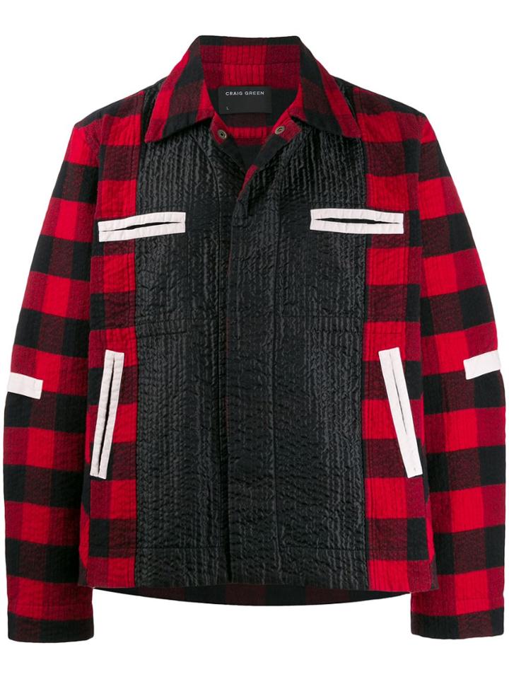Craig Green Panelled Checked Flannel Jacket - Red