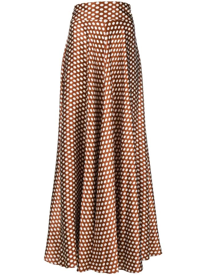 Dvf Diane Von Furstenberg Polka-dot Flared Maxi Skirt - Nude &