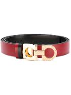 Salvatore Ferragamo Gancini Buckle Belt, Women's, Size: 80, Red, Calf Leather