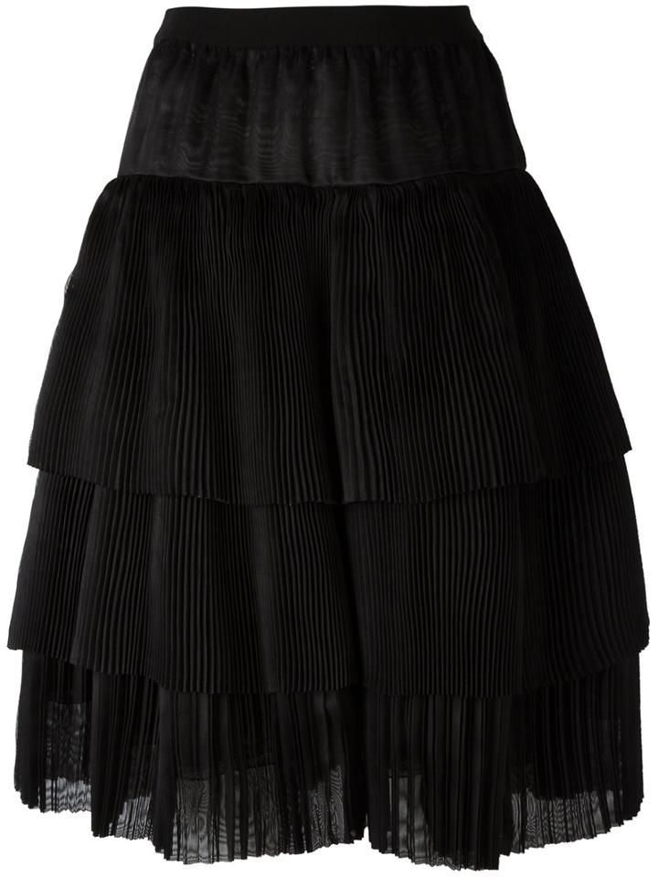 Sara Lanzi - A-line Tiered Skirt - Women - Silk - One Size, Black, Silk