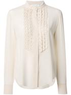 Chloé Mandarin Collar Placket Blouse - Nude & Neutrals