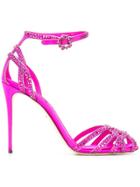 Dolce & Gabbana Crystal Embellished Stiletto Sandals - Pink & Purple