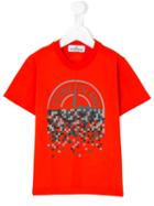 Stone Island Kids Pixelated Logo Print T-shirt, Boy's, Size: 8 Yrs, Yellow/orange