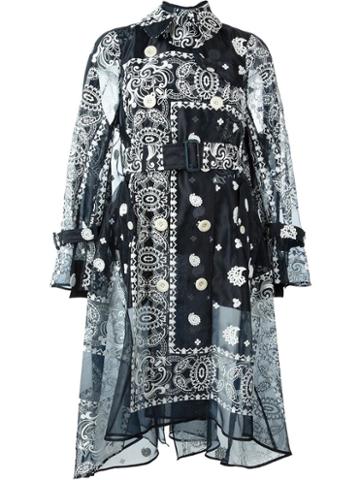 Sacai Oversized Organza Trench Coat, Women's, Size: 2, Black, Nylon/polyester/cupro