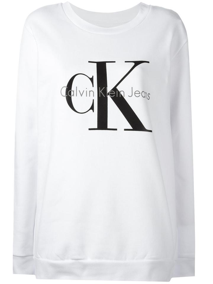 Calvin Klein Jeans Logo Print Sweatshirt, Women's, Size: Small, White, Cotton