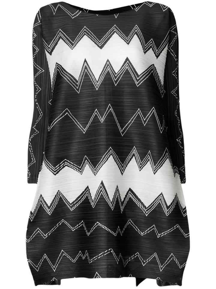 Pleats Please By Issey Miyake Long Patterned Blouse - Black
