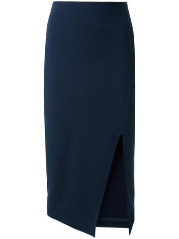 Via Masini 80 Side Slit Pencil Skirt, Women's, Size: 40, Blue, Nylon/spandex/elastane/viscose